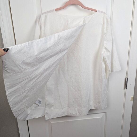 COS | White Crisp Cotton Short Sleeve Blouse Size US 8 - Picture 3 of 7